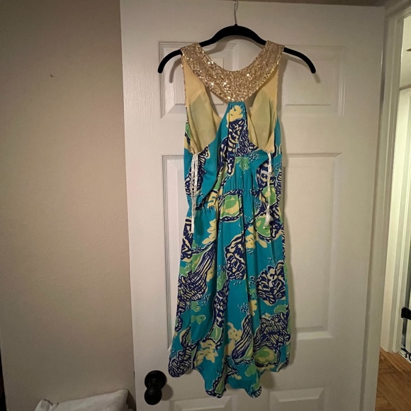Lilly Pulitzer - Calissi Turquoise Sound The Horn High Low Dress - Picture 3 of 3
